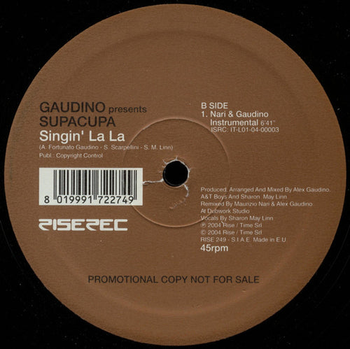 Alex Gaudino Presents Supacupa : Singin' La La (12", Promo)