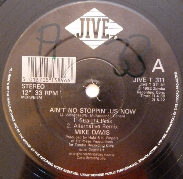 Mike Davis (7) : Ain't No Stoppin' Us Now (12")