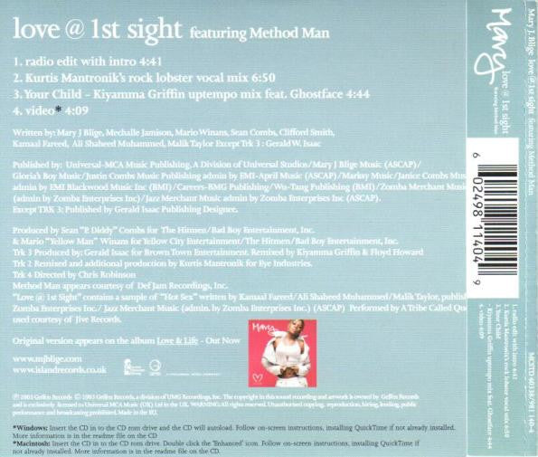 Mary J. Blige Featuring Method Man : Love @ 1st Sight (CD, Single, Enh)