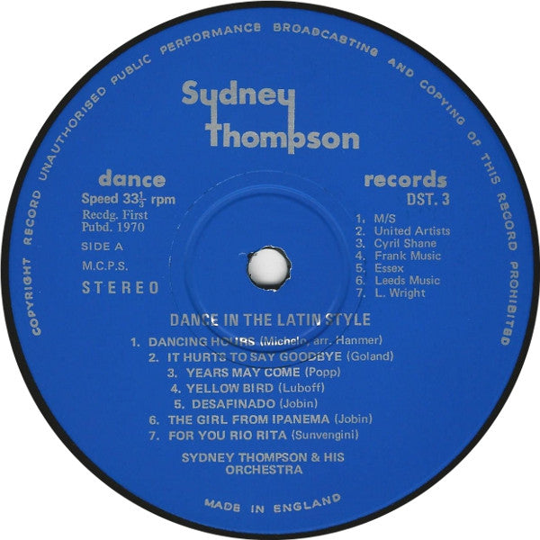 Sydney Thompson And His Orchestra : Dance In The Latin Style (LP)
