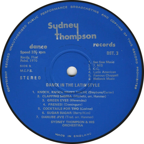 Sydney Thompson And His Orchestra : Dance In The Latin Style (LP)