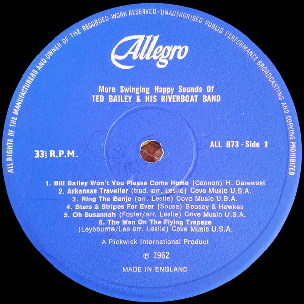 Ted Bailey And His Riverboat Band : More Swinging Happy Sounds (LP, RE)