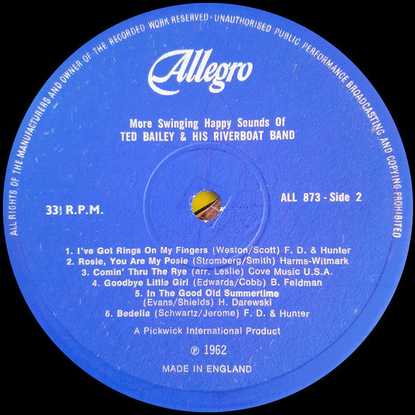 Ted Bailey And His Riverboat Band : More Swinging Happy Sounds (LP, RE)
