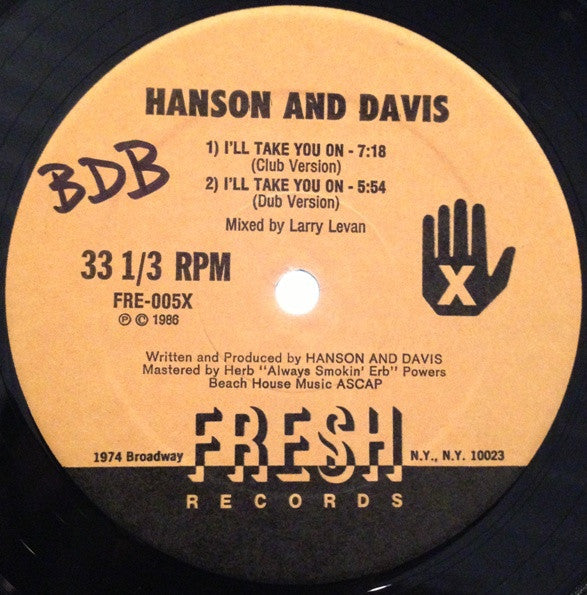 Hanson & Davis : I'll Take You On / Hungry For Your Love / Hold On To Yesterday (12", EP, M/Print)