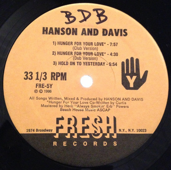 Hanson & Davis : I'll Take You On / Hungry For Your Love / Hold On To Yesterday (12", EP, M/Print)