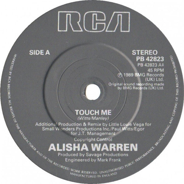 Alisha Warren : Touch Me (7", Single)