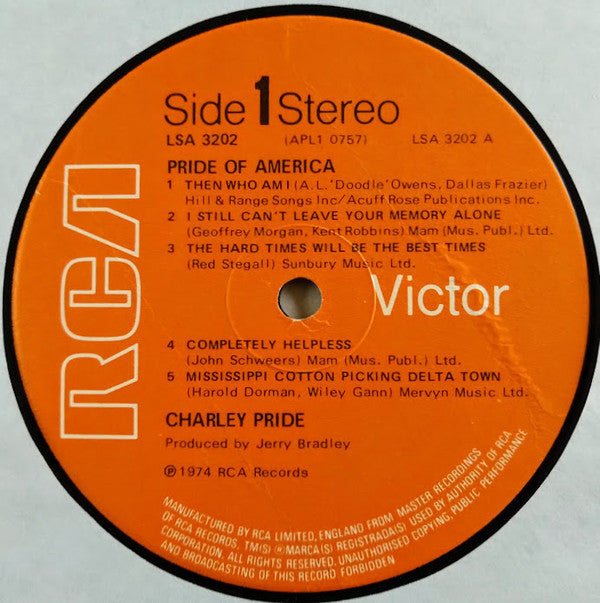 Charley Pride : Pride Of America (LP, Album)