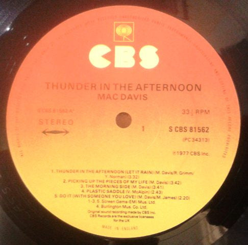 Mac Davis : Thunder In The Afternoon (LP, Album)