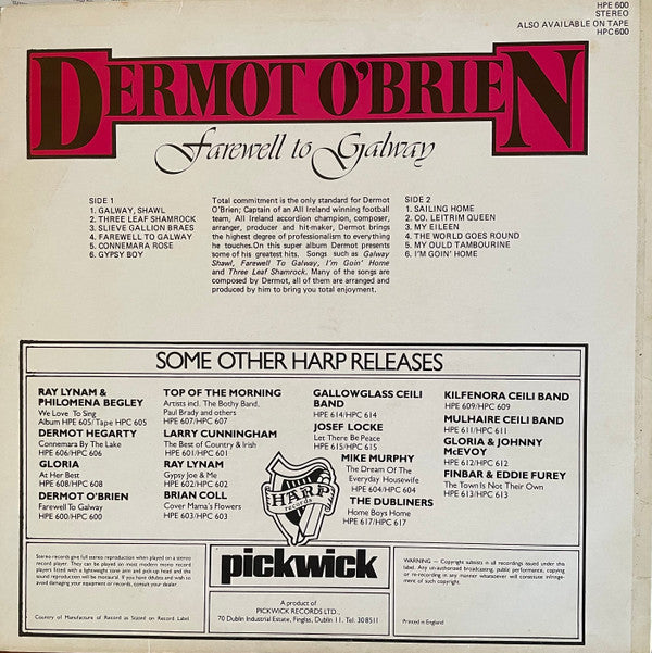 Dermot O'Brien : Farewell To Galway (LP, Comp)