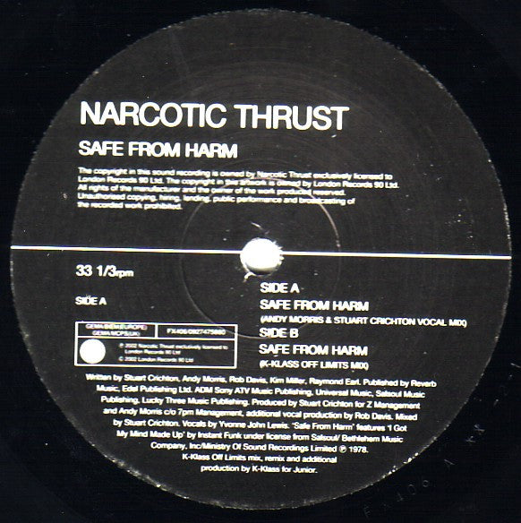 Narcotic Thrust : Safe From Harm (12")