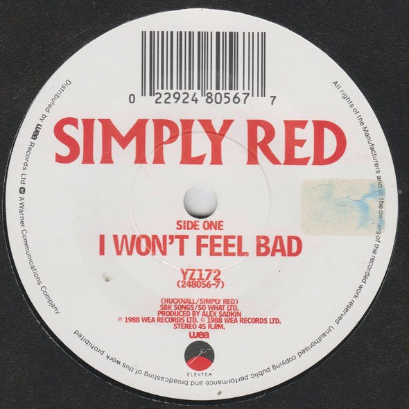 Simply Red : I Won't Feel Bad (7", Single)