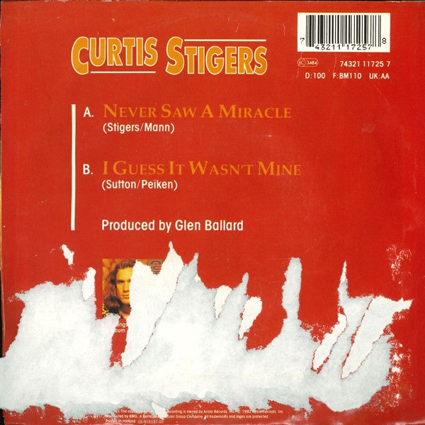 Curtis Stigers : Never Saw A Miracle (7", Single)