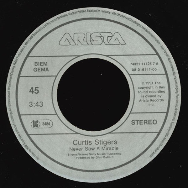 Curtis Stigers : Never Saw A Miracle (7", Single)