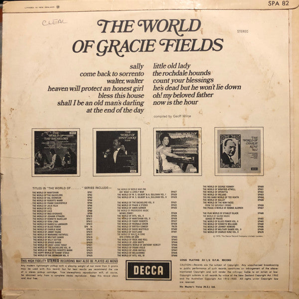 Gracie Fields : The World Of Gracie Fields (LP, Comp)