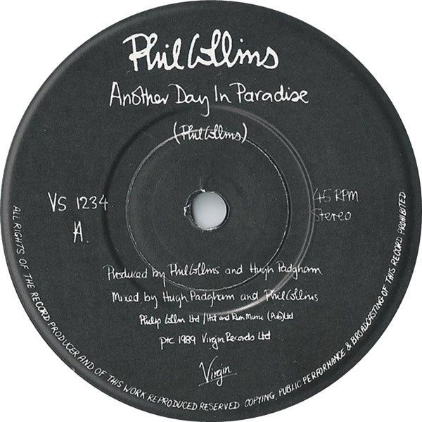 Phil Collins : Another Day In Paradise (7", Single, Pap)