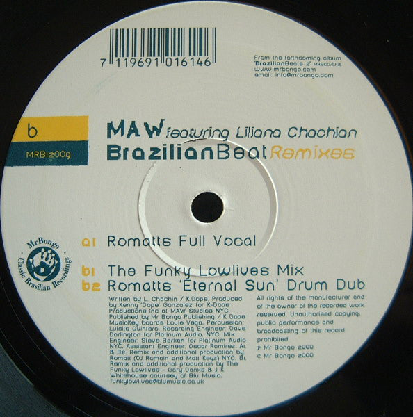 Masters At Work Featuring Liliana Chachian : Brazilian Beat (Remixes) (12")
