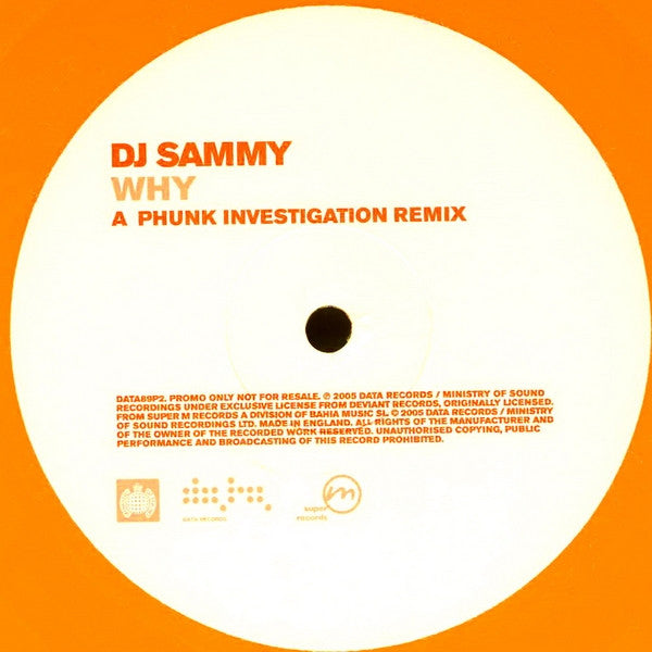 DJ Sammy : Why (12", Promo, Ora)
