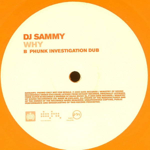 DJ Sammy : Why (12", Promo, Ora)