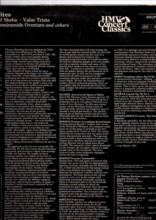 Sir Thomas Beecham : Beecham Favourites (LP, Comp)