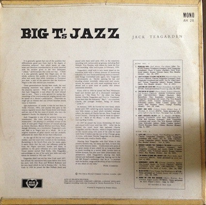 Jack Teagarden : Big T's Jazz (LP, Album, Mono)