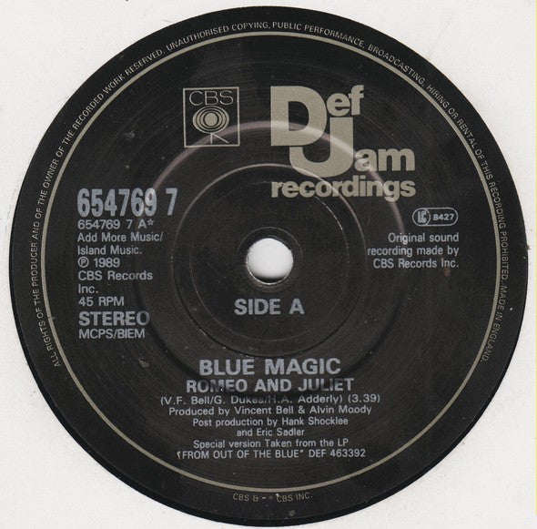 Blue Magic : Romeo And Juliet (7")