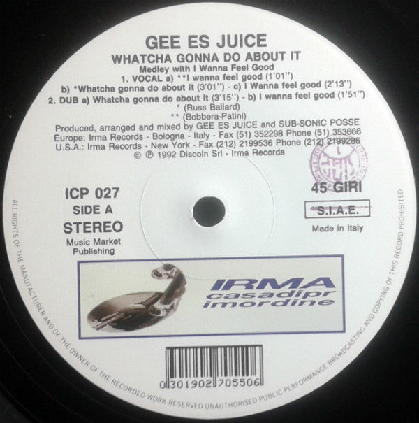 Gee Es Juice : Watcha Gonna Do About It (12")