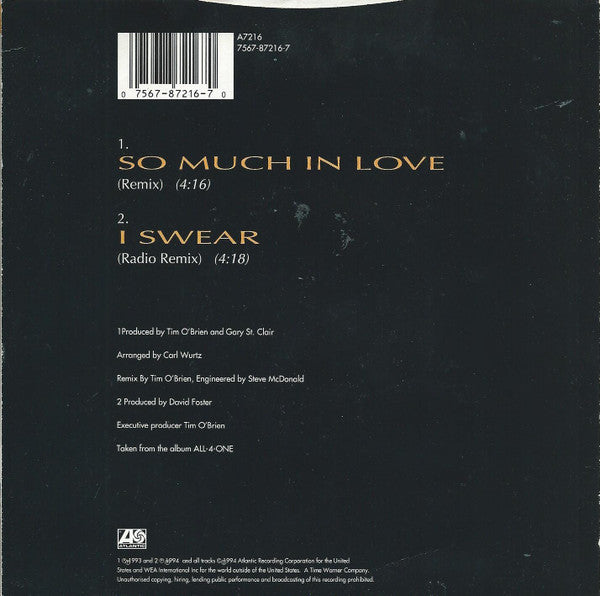 All-4-One : So Much In Love (7", Single)