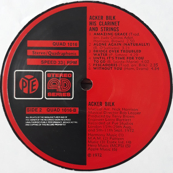 Acker Bilk : His Clarinet & Strings (LP, Quad, PYE)