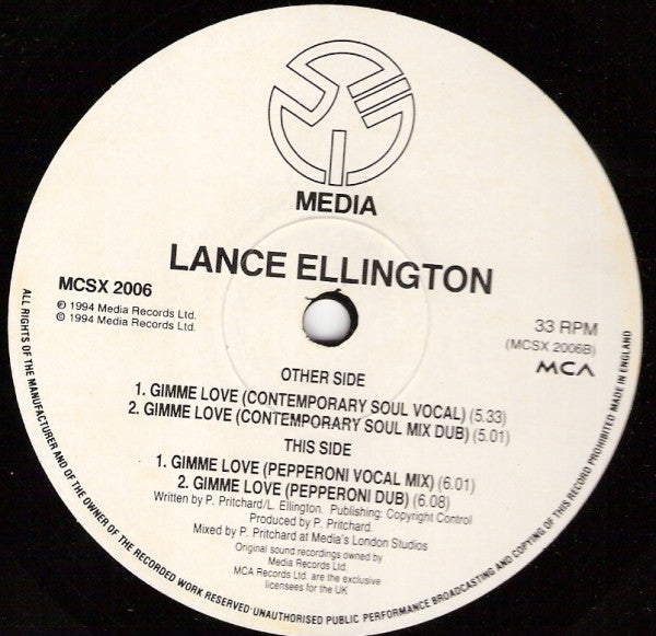 Lance Ellington : Gimme Love (12")