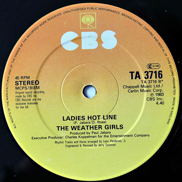 The Weather Girls : I'm Gonna Wash That Man Right Outa My Hair (12")