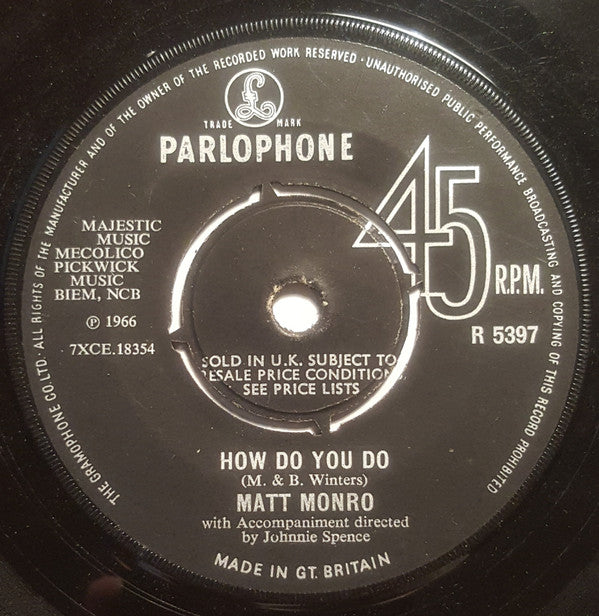 Matt Monro : Beyond The Hill (7", Single)