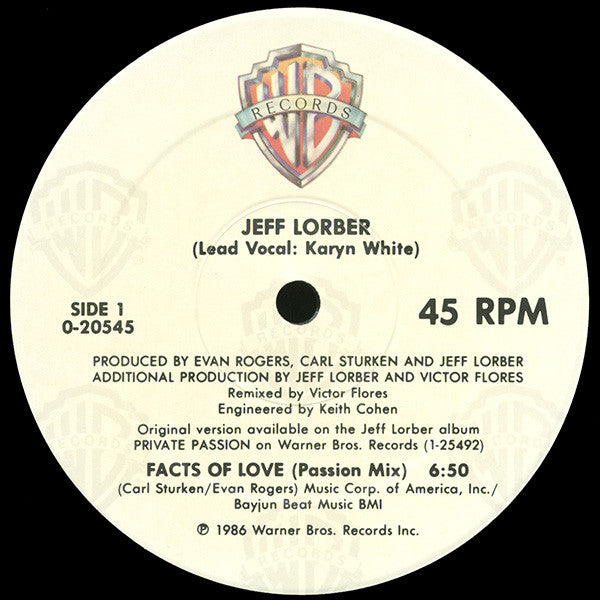 Jeff Lorber Featuring Karyn White : Facts Of Love (12", Spe)