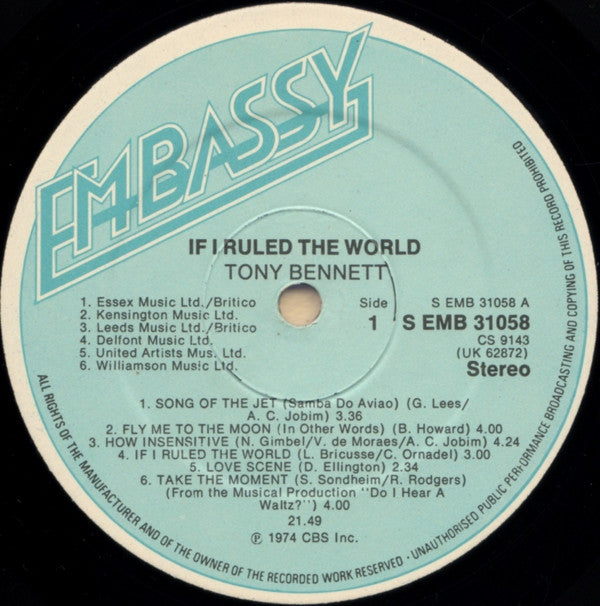 Tony Bennett : If I Ruled The World (LP, Album)