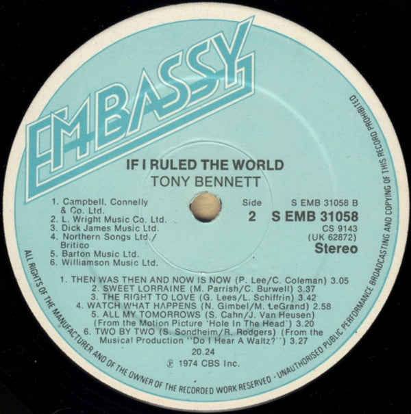 Tony Bennett : If I Ruled The World (LP, Album)