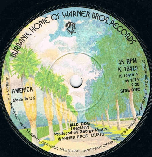 America (2) : Mad Dog (7", Single, Sol)