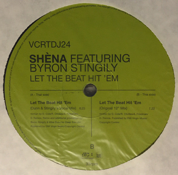 Shèna* Featuring Byron Stingily : Let The Beat Hit 'Em (2x12", Promo)