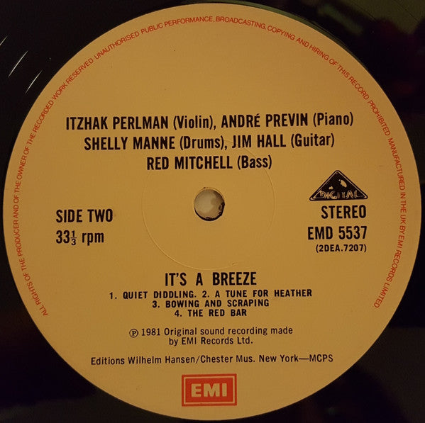 Itzhak Perlman, André Previn, Shelly Manne, Jim Hall, Red Mitchell : It's A Breeze (LP, Album)