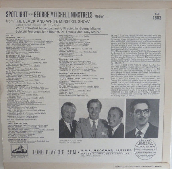 The George Mitchell Minstrels : Spotlight On The George Mitchell Minstrels (LP, Album, Mono)