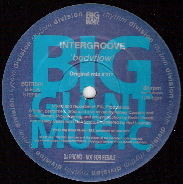 Intergroove : Bodyflow (12", Promo)