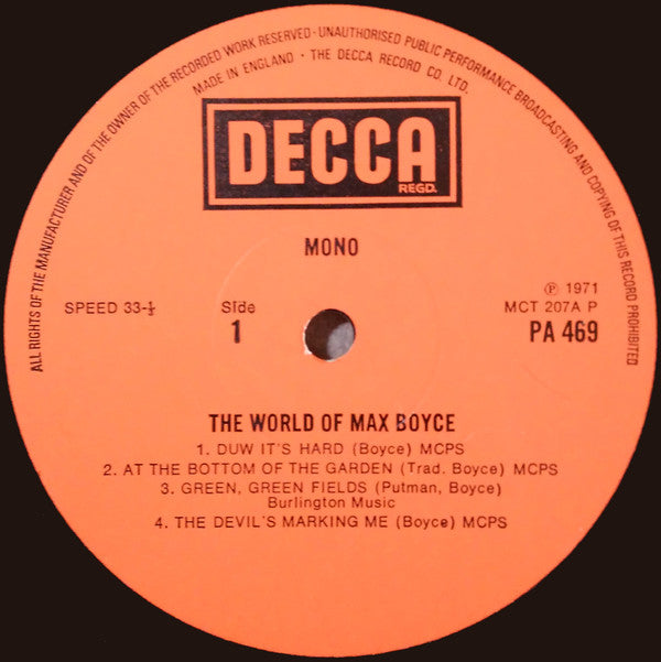 Max Boyce : The World Of Max Boyce (LP, Mono, RE)