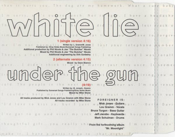 Foreigner : White Lie (CD, Single)