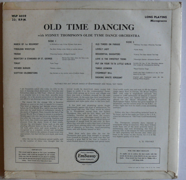 Sydney Thompson And His Orchestra : Old Time Dancing (LP, Comp)