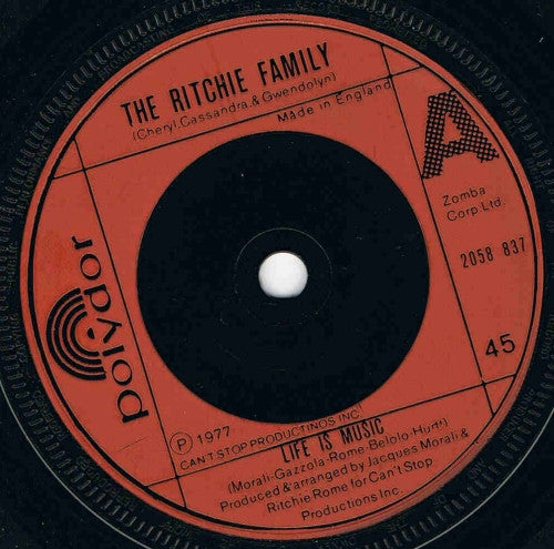 The Ritchie Family : Life Is Music (7", Single)