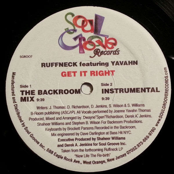 Ruffneck Featuring Yavahn : Get It Right (12")