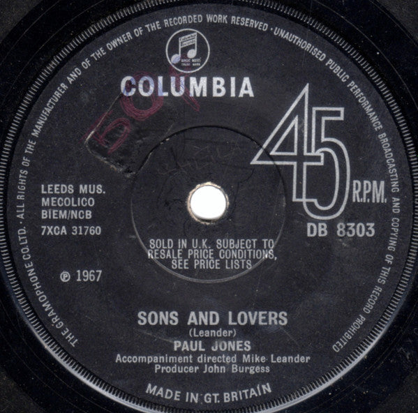 Paul Jones : Sons And Lovers (7", Sol)