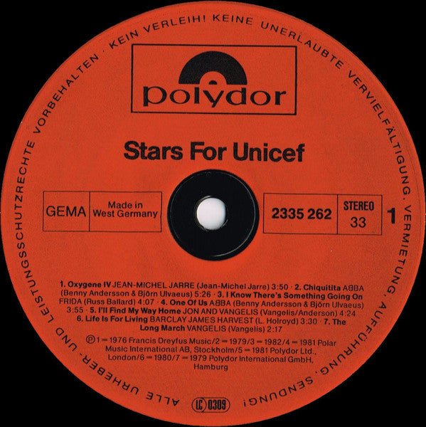 Various : Stars For Unicef (LP, Comp)