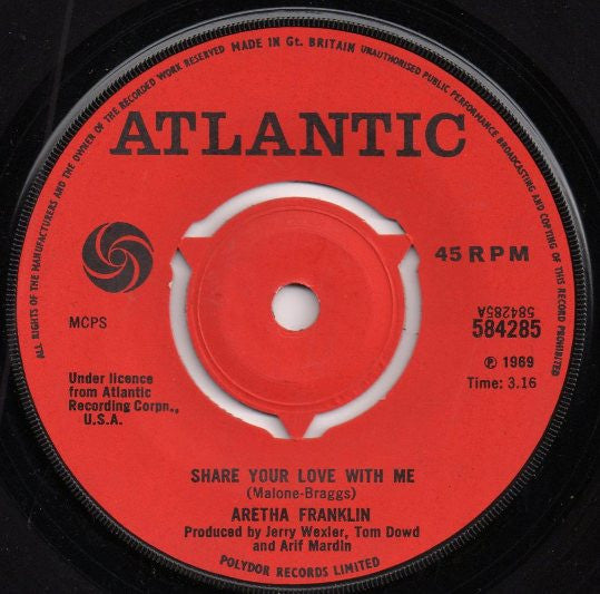 Aretha Franklin : Share Your Love With Me (7", Single, 3-P)