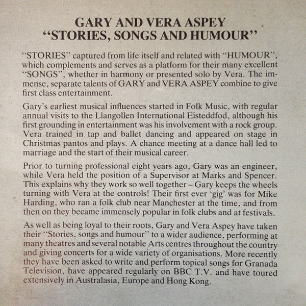 Gary & Vera Aspey : Stories, Songs & Humour (LP, Album)
