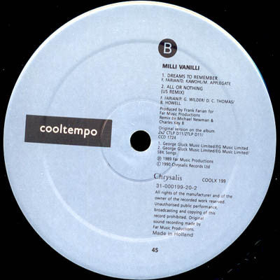 Milli Vanilli : All Or Nothing (12", Maxi)
