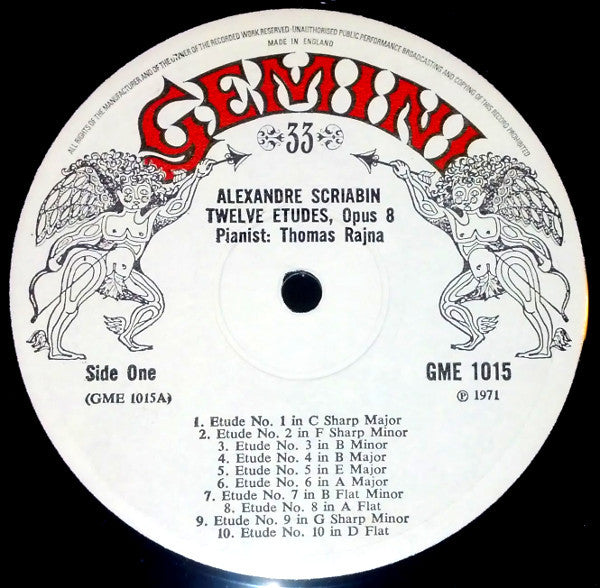 Alexander Scriabin, Thomas Rajna : Thomas Rajna Plays The Scriabin Etudes (LP)